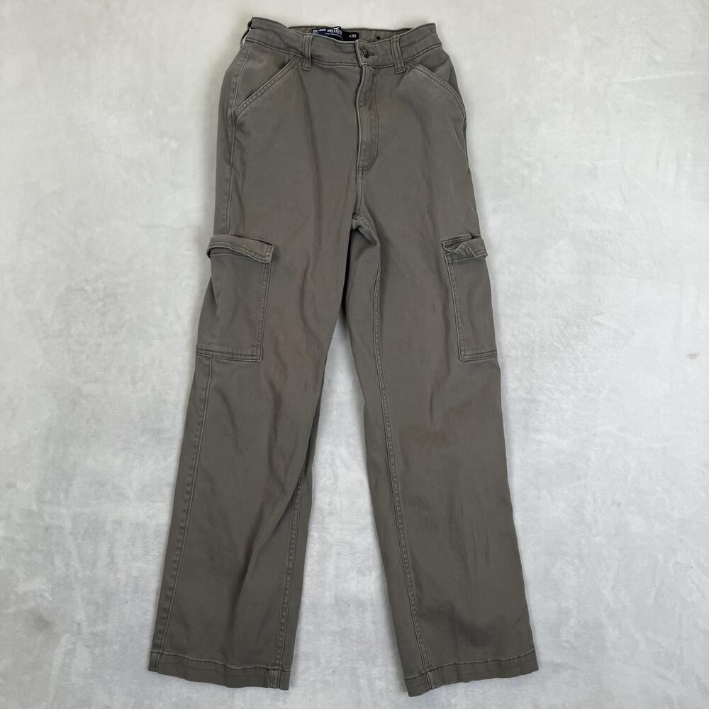 Hollister Cargo Pants Womens 0S/00S Green Ultra High-Rise Dad Twill Utility W24S